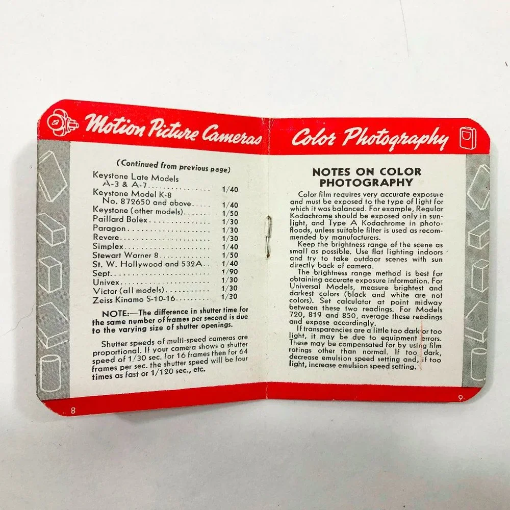 1945 Weston Emulsion Ratings Film Ratings Small Booklet